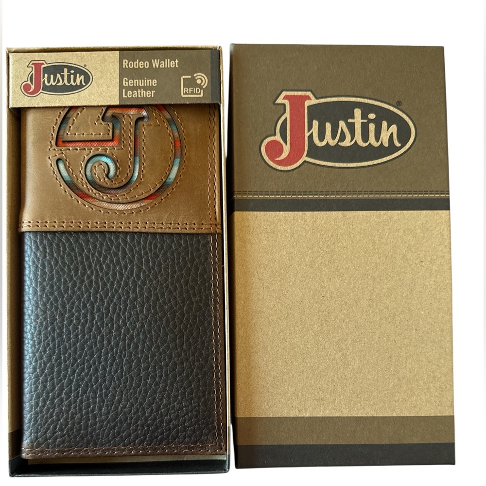 Justin Boots Brown and Black Leather Wallet